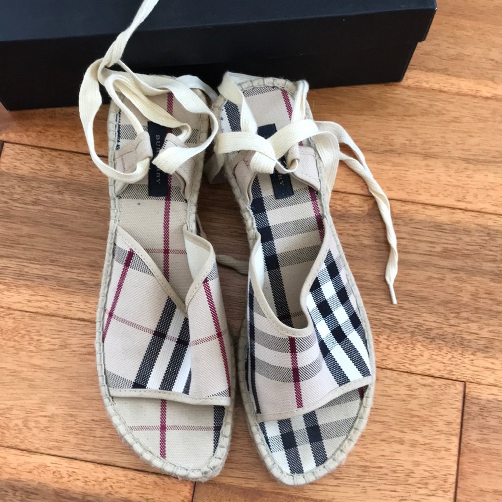 Size 39 Burberry Logo Wrap Around Espadrille